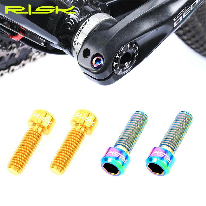 RISK 2pcs/box M6x18 Hollow Mountain Road Bike Bicycle Chainwheel Crank Arm Fixing Bolts Disc Brake Caliper Fixed Screws Titanium