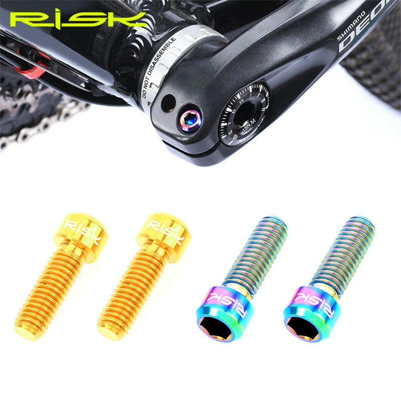 RISK 2pcs/box M6x18 Hollow Mountain Road Bike Bicycle Chainwheel Crank Arm Fixing Bolts Disc Brake Caliper Fixed Screws Titanium-WAYBIKER
