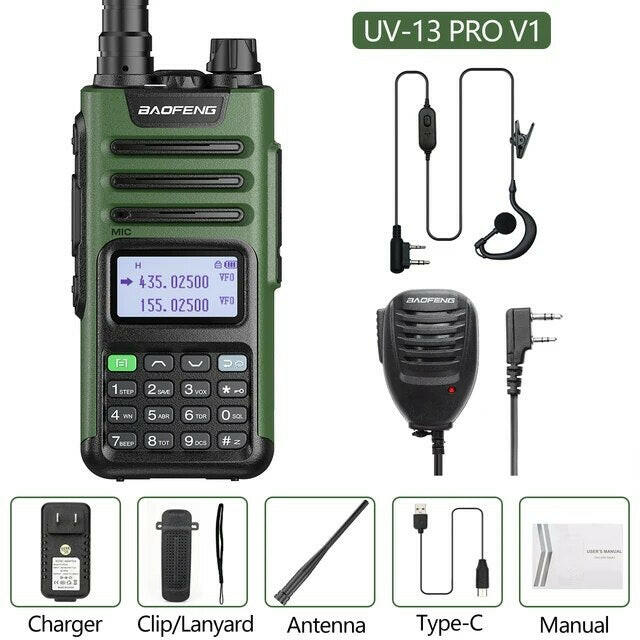 Baofeng UV-13 PRO Ham Radio 16 KM Long Range Distance Dual Band 999 Channel Type-C Charging Walkie Talkie Upgrade UV-5R UV-10R-WAYBIKER