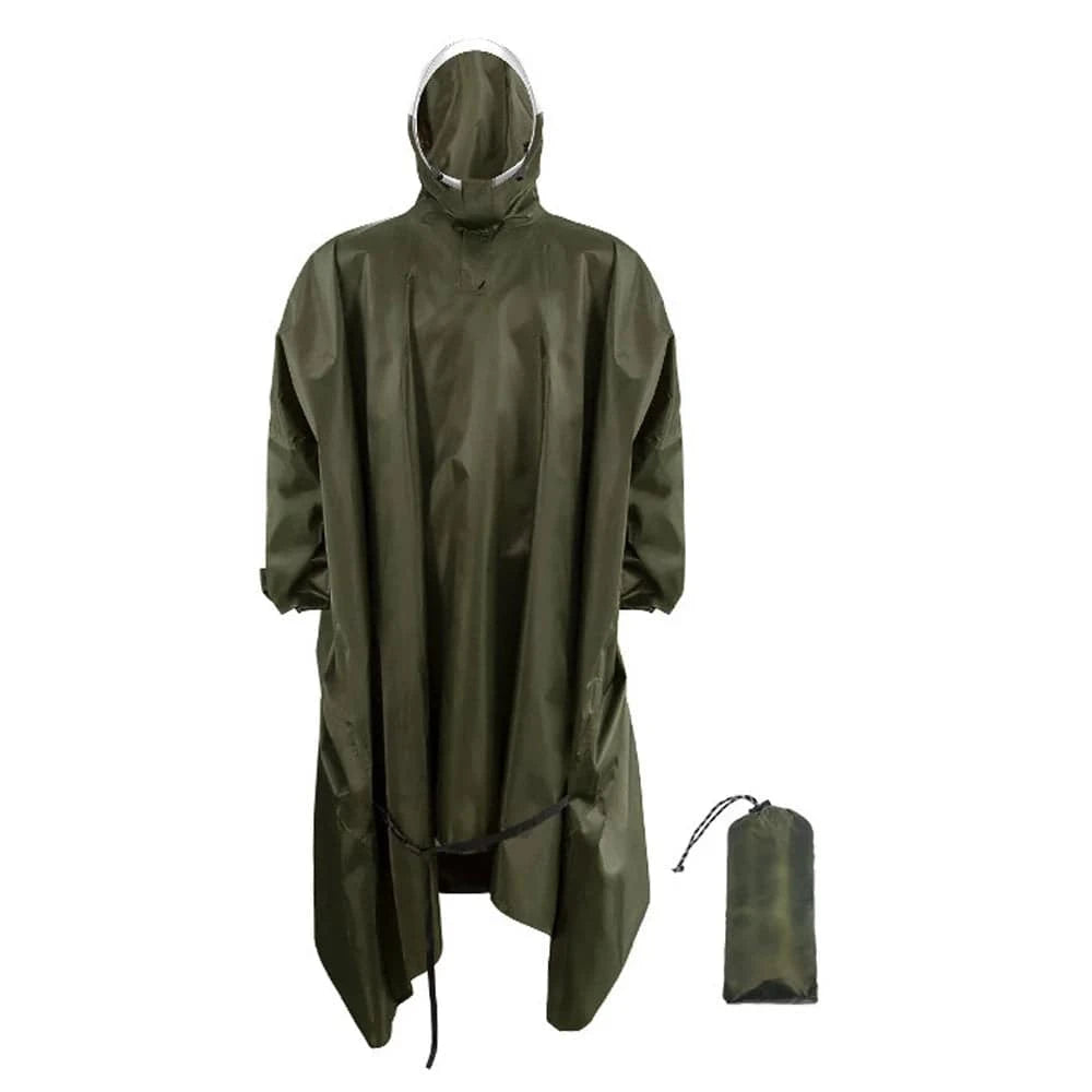 Hooded Waterproof Rain Coat Lightweight Reusable Rain Poncho with High-definition Transparent Brim for Hiking Camping Fishing-WAYBIKER