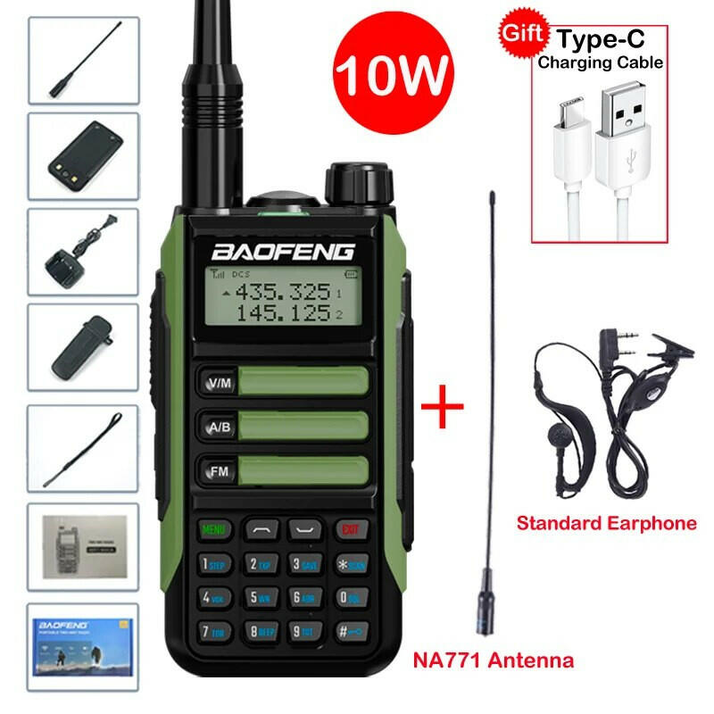 2023 Baofeng UV-16 MAX Walkie Talkie 10 KM Military 10W Powerful Waterproof VHF UHF CB Ham Dual Band Two Way Radio USB-C Charger-WAYBIKER