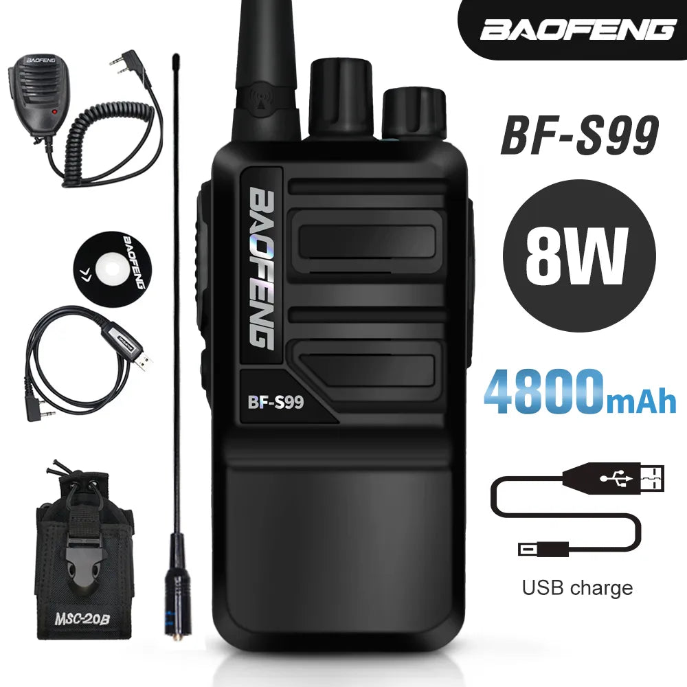 Baofeng BF-S99 Walkie Talkie 8W 4800mAh Li-on Battery Powerful  Long Range Portable Two Way Ham Radio Update BF-888S Intercom-WAYBIKER
