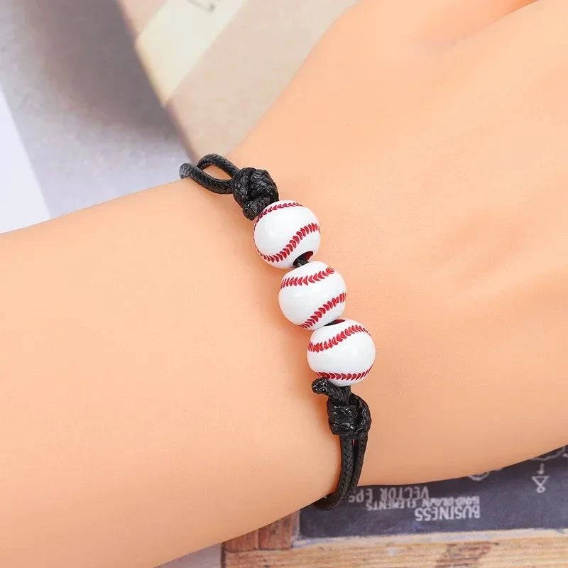 Women Man Football Basketball Tennis Rugby Sport Beads Hand Bracelets Acrylic Men Bangle Kpop Resin Jewelry Adjustable Free Ship-WAYBIKER