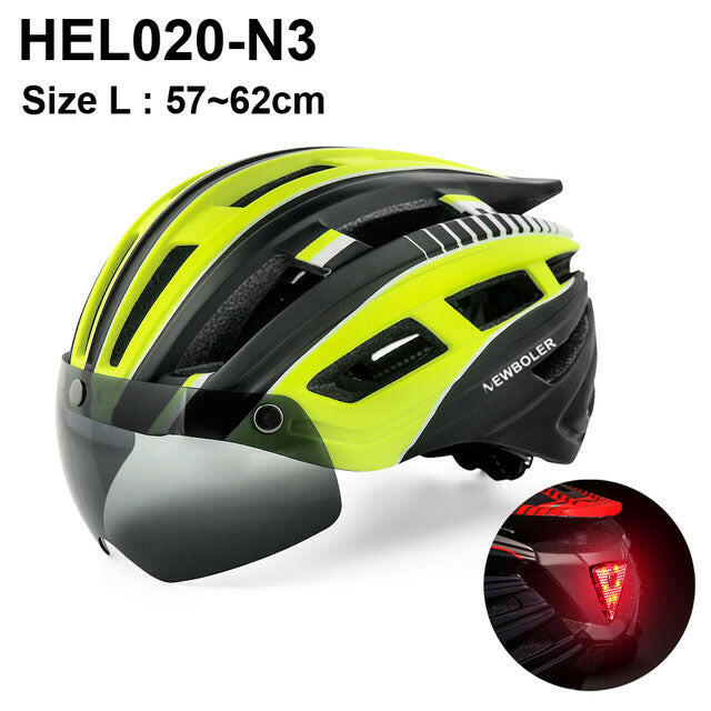 NEWBOLER Cycling Helmet Man Women LED Light Helmet Road Mountain Bike Helmet Lens For Riding Bicycle Sports Skateboard Scooter-WAYBIKER