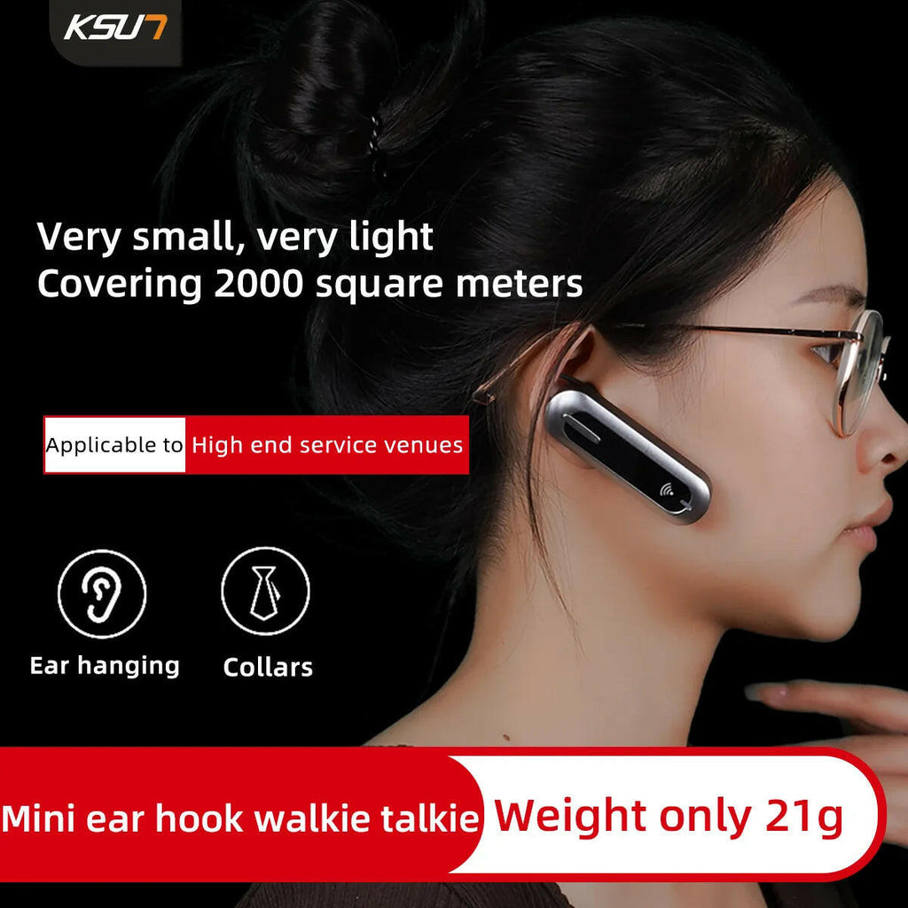 Wireless Set Ear Hook Walkie Talkie 2pcs Mini Radio  Korean Frequency Small Radio Vox Set  Blue tooth Transceiver KSUT X-V28-WAYBIKER