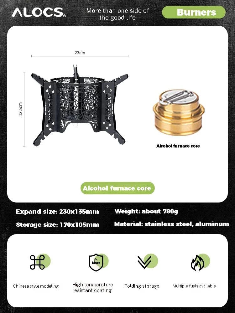 ALOCS Liuguang Stove Outdoor Camping Equipment Stove Lamp Dual Purpose Gluttonous Design Foldable Portable Stove Head-WAYBIKER