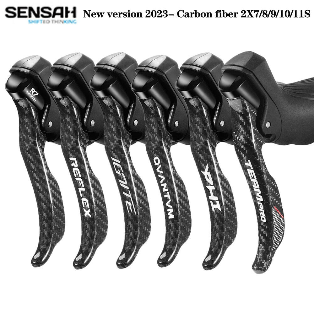 SENSAH carbon fibre Road Bike Shifter 2x7 2x8 2x9 2x10 Speed bicycle Brake Lever for  Tourneg Tiagra Sora Claris R8000 R7000 105-WAYBIKER