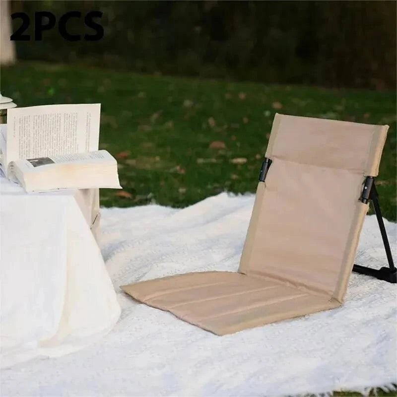 Foldable Camping Chair Outdoor Garden Park Single Lazy Chair Backrest Cushion Picnic Camping Folding Back Chair Beach Chairs-WAYBIKER