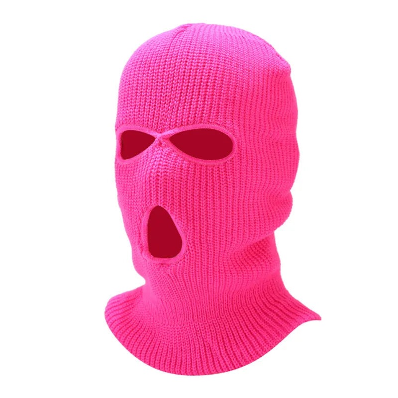 2023 New Fashion 3-Hole Knitted Full Face Cover Ski Mask Winter Balaclava Warm Knit Full Face Mask For Outdoor Sports-WAYBIKER