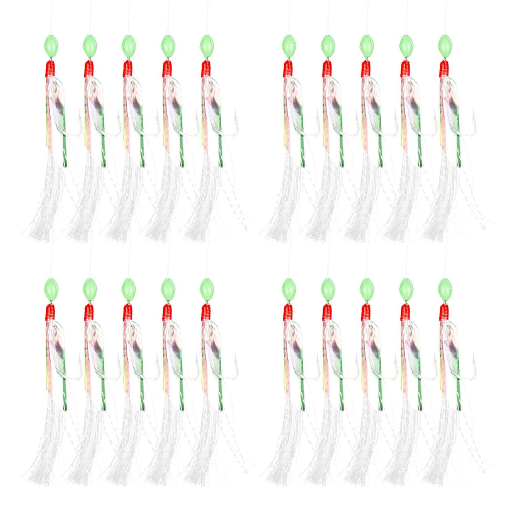 4 Packs/20pcs Mackerel Feather Hooks Sea Boat Fishing Lures Rigs For Outdoor Fishing Accessories Tools-WAYBIKER