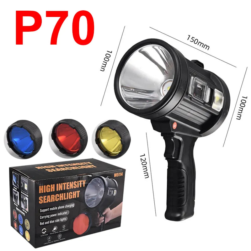 XHP90 High Power Portable Led Flashlight COB Searchlight Spotlights Solar Panel USB Charging Torch with 9000mAh Lithium Battery-WAYBIKER