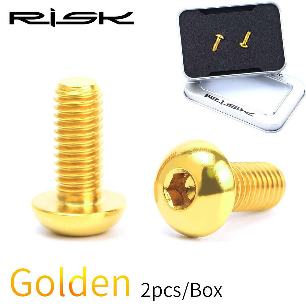 RISK 2pcs/box Road MTB Titanium Alloy Bike Bicycle M5x12 Water Bottle Cage Fixing Bolts Air Pump Holder Bracket Fixed Screw-WAYBIKER