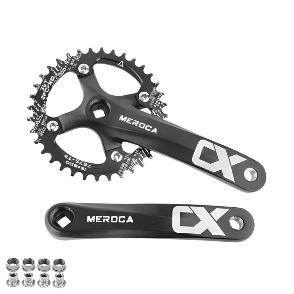 MEROCA Bicycle Crank Chainwheel 104BCD MTB Bike Crankset Aluminum Alloy with Bottom 170mm Crank Black 32/34/36/38/40/42T Plate-WAYBIKER