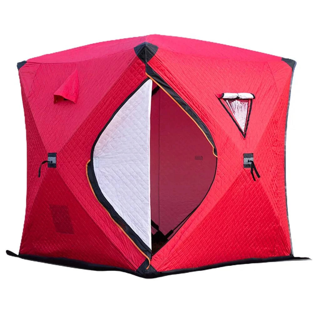 Portable Winter Ice Fishing Tent Outdoor Winter Camping Tent Thickened Warm Three-layers Cotton Shelter Waterproof Windproof-WAYBIKER
