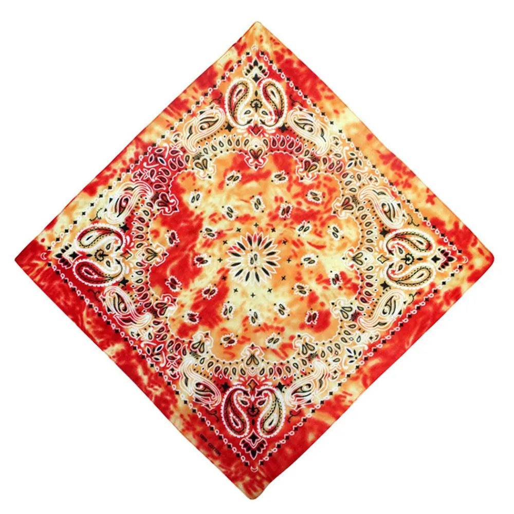 Square Scarf Hair Band Neck Scarf Cotton Bandana Hip Hop Paisley Headband Kerchief Neck Wrap Cashew Tie-dye Seamless Scarves DIY-WAYBIKER