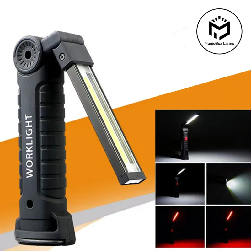 Rechargeable Work Lights LED Work Light Hanging Hook 5 Modes Magnetic USB Rechargeable Flashlight Portable Working Flash Light