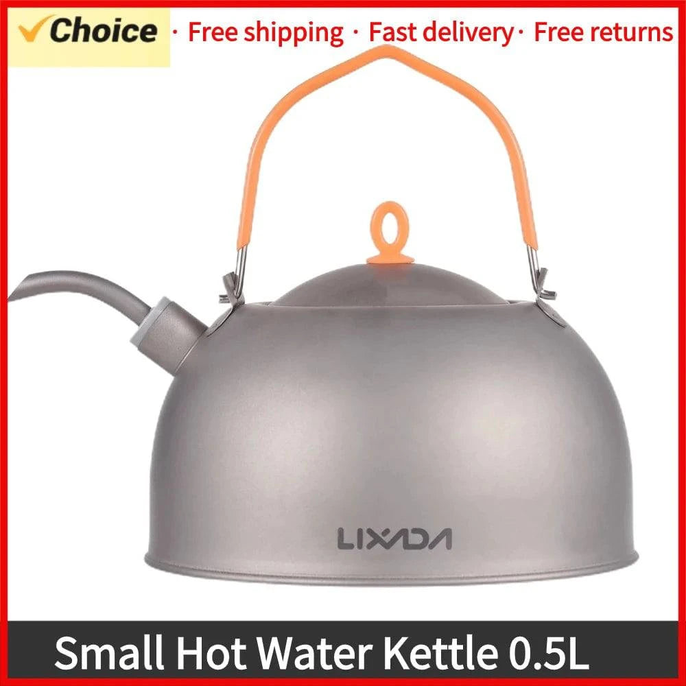 Small Hot Water Kettle 0.5L with Coffee Pot Ti Spout Lightweight for Camping Hiking Backpacking Picnic 0.5L-WAYBIKER