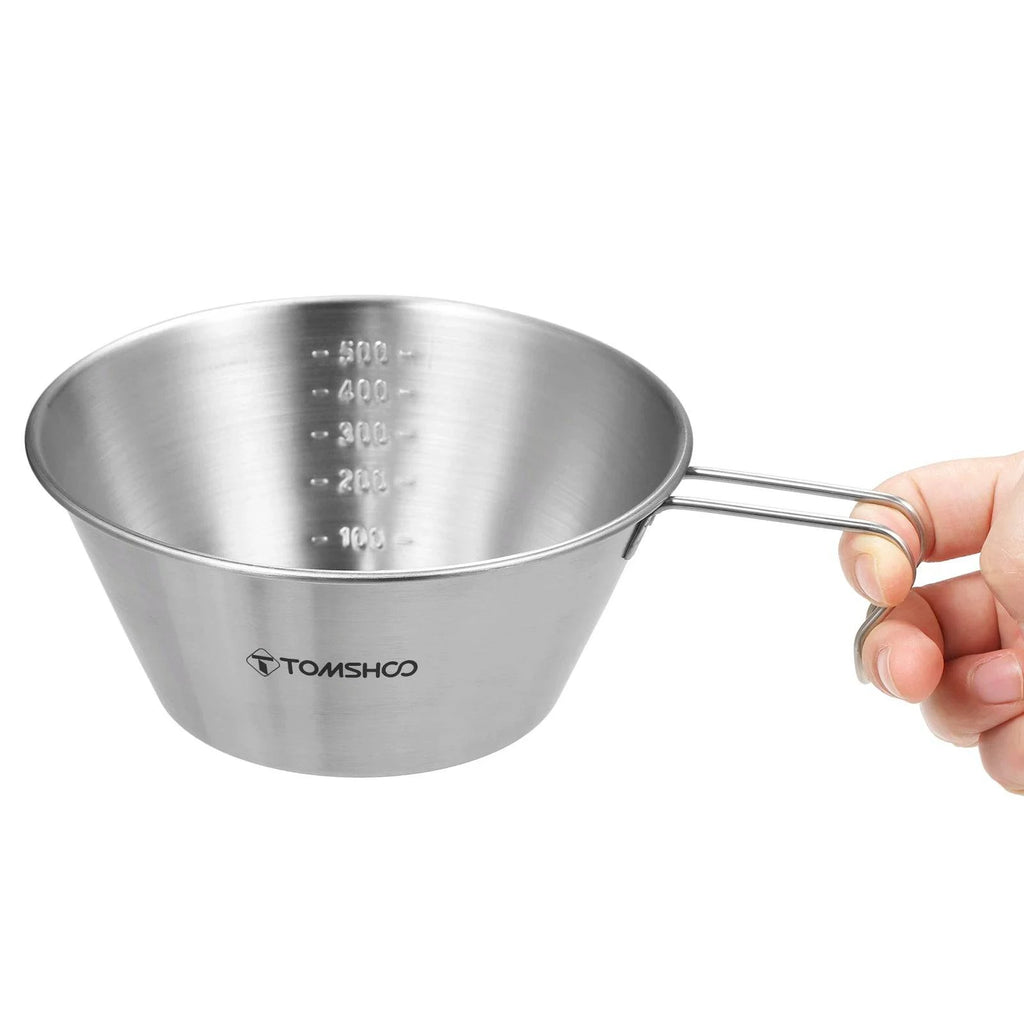 TOMSHOO Stainless Steel Sierra Cup 200ml/500ml Measuring Cup Bowl for Outdoor Camping Backpacking Picnic-WAYBIKER