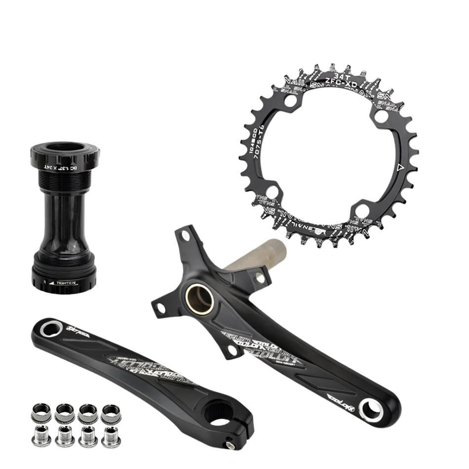 GOLDIX Bicycle Crank Chainring 104BCD MTB Bike Crank Aluminum Alloy with Bottom 170mm Crank Black 32T 34T 36T 38T Plate-WAYBIKER