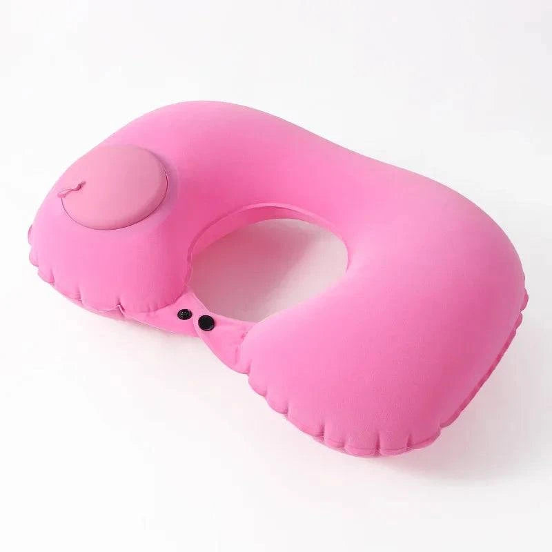 U Shape Neck Cushion Automatic Air Inflatable Pillow Compress Ring Pillow For Airplane Car Outdoor Travel-WAYBIKER
