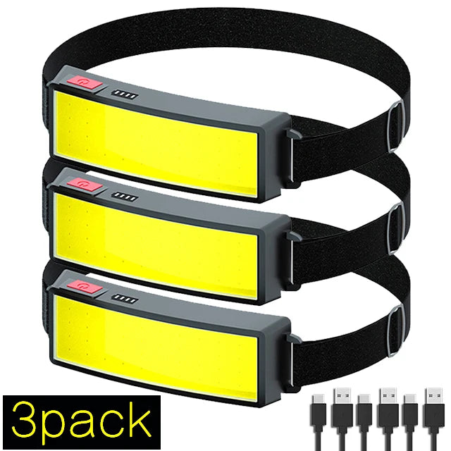 Portable LED COB Headlights Built-in 1200mah Battery USB Rechargeable Waterproof Headlamp Outdoor Camping Fishing Head Lamp-WAYBIKER