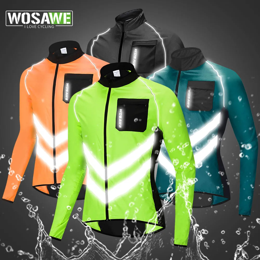 WOSAWE Reflective Cycling Windbreaker Men MTB Bike Jacket Moto Coat Windproof Camping Fishing Cycling Clothes Multi-use Jersey-WAYBIKER