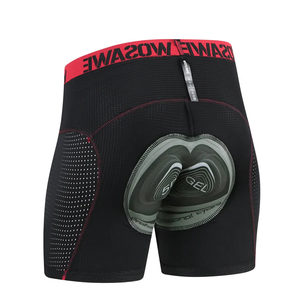 WOSAWE Men's Cycling Shorts 5D Padded Breathable Mesh Cycling Underwear Shockproof Bicycle Underpant MTB Road Bike Riding Shorts-WAYBIKER