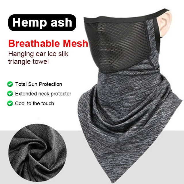 NEWBOLER  Summer Bicycle Face Mask Ice Fabric Anti-sweat Breathable Sport Cycling Running Scarf Headwear Men Women Bike Mask-WAYBIKER