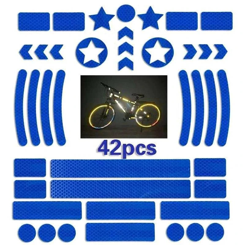 42PCS Bicycle Body Reflective Sticker Night Safety Logo Grid Stripe Warning Strip MTB Scooter  Helmet Body Reflective Sticker-WAYBIKER