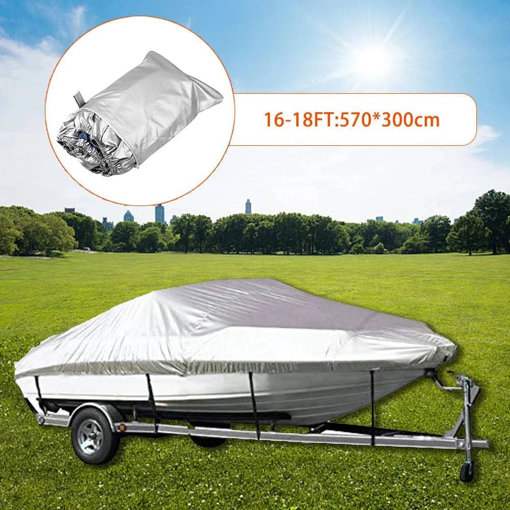 300D Oxford Fabric Boat Cover Yacht Outdoor Protection Waterproof Heavy Duty Silver Reflective Anti-smashing Durable Tear Proof-WAYBIKER