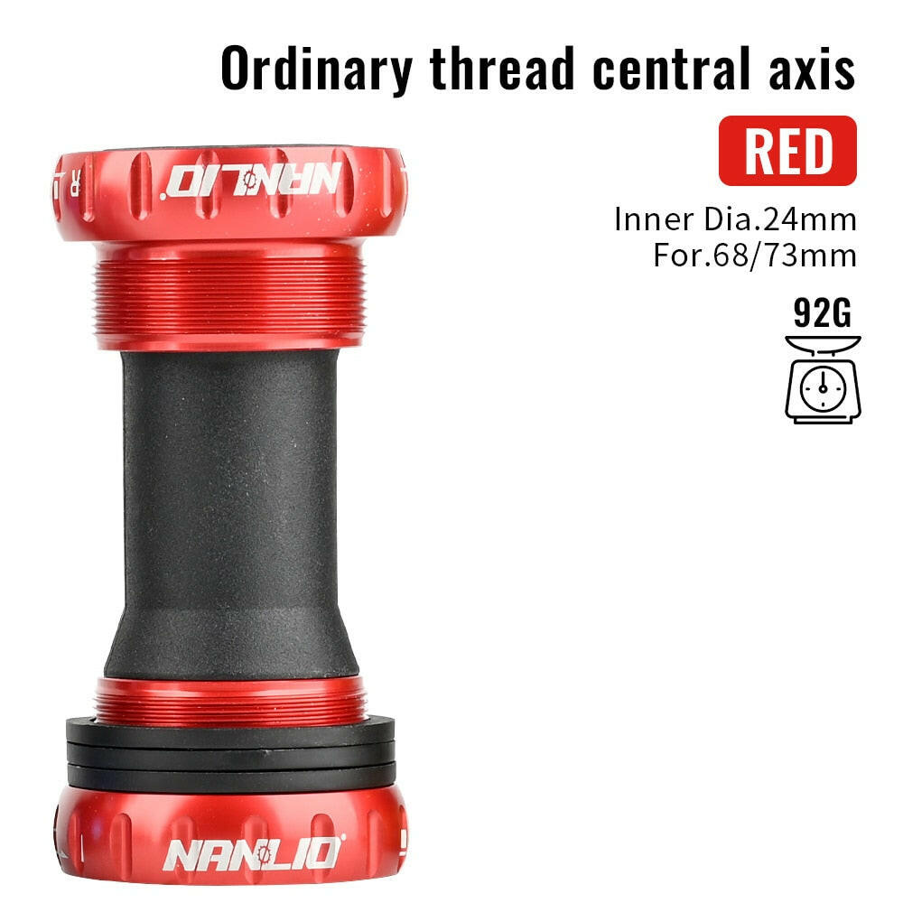 Nanlio BSA Bearing Bottom Bracket Screw Type 68/73 mm Bicycle Axis MTB Road Bike Aluminum Alloy Waterproof Crank Set Axis Parts-WAYBIKER