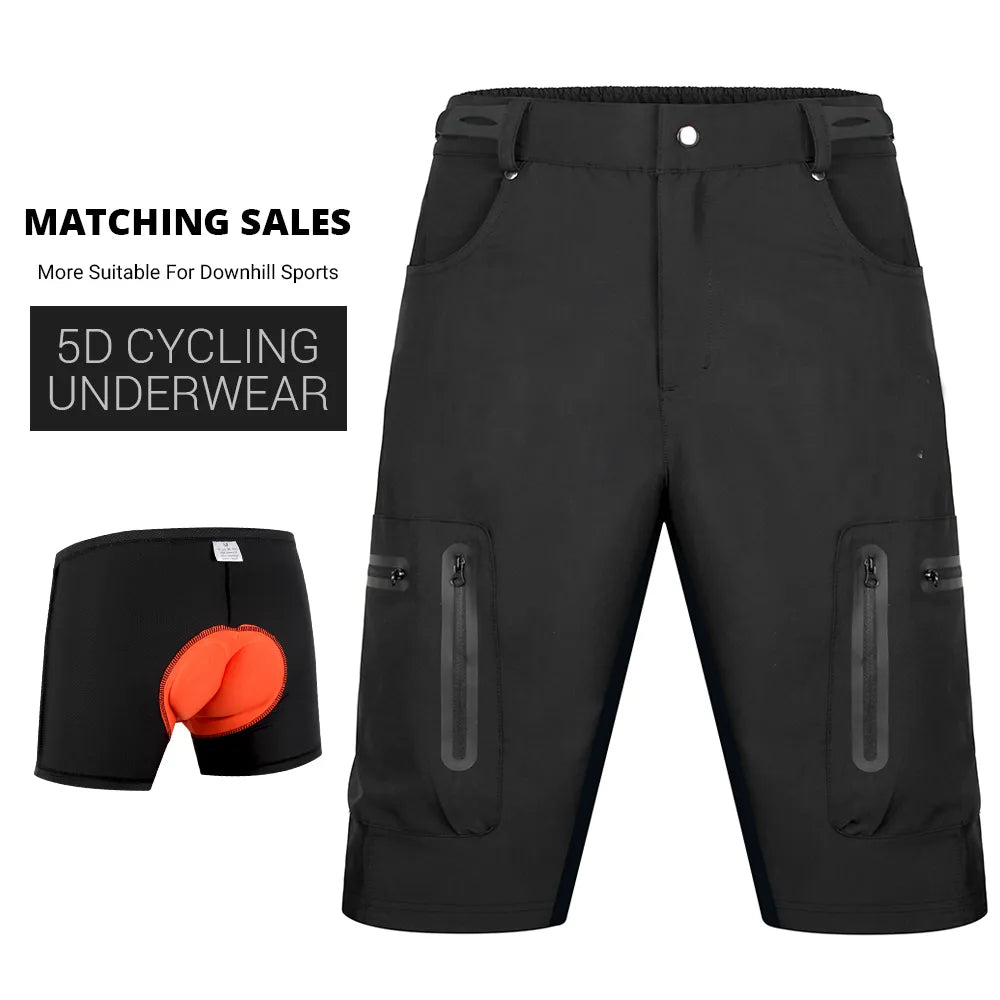 Outdoor Sports Cycling Shorts MTB Downhill Trousers Mountain Bike Bicycle Shorts Zipper Pockets Loose Fit Shorts-WAYBIKER