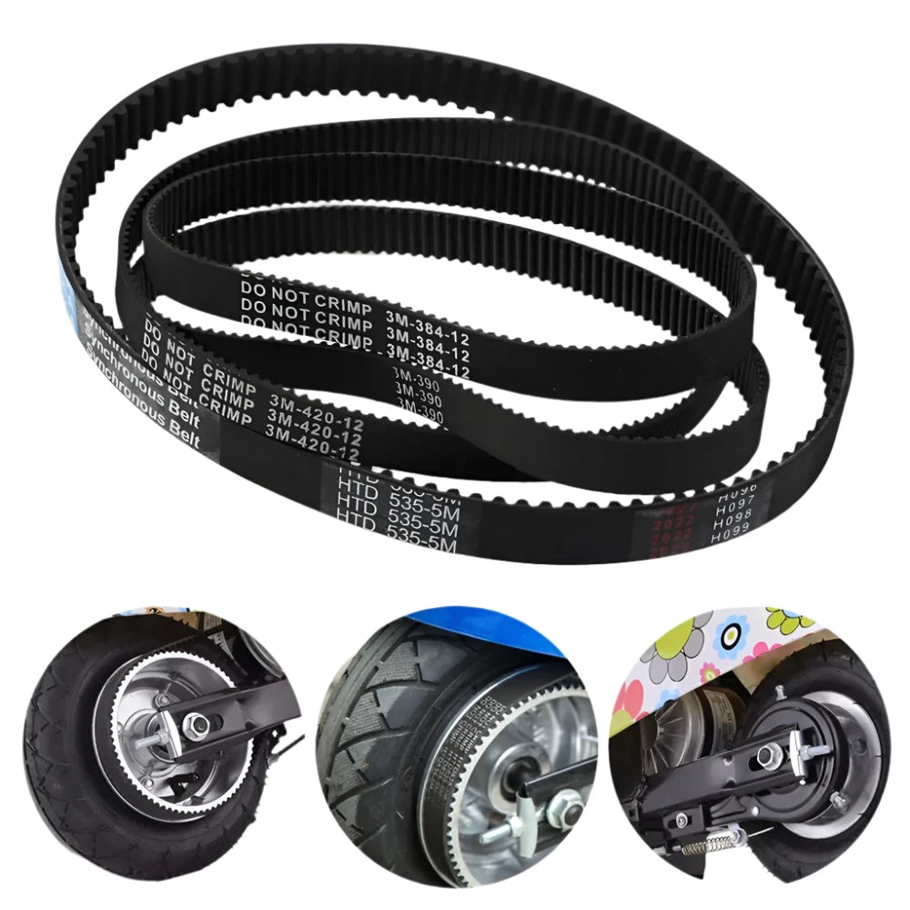 Electric Scooter Transmission Belt Timing Belts HTD 3m-384-12 5M-535-15 Rubber Black Drive Stripe E-scooter Hoverboard Parts-WAYBIKER