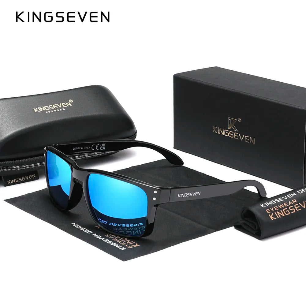 KINGSEVEN Brand Square Retro TR90 Polarized Sunglasses Women Men Carbon Fiber Pattern Design Outdoor Sports Eyewear-WAYBIKER