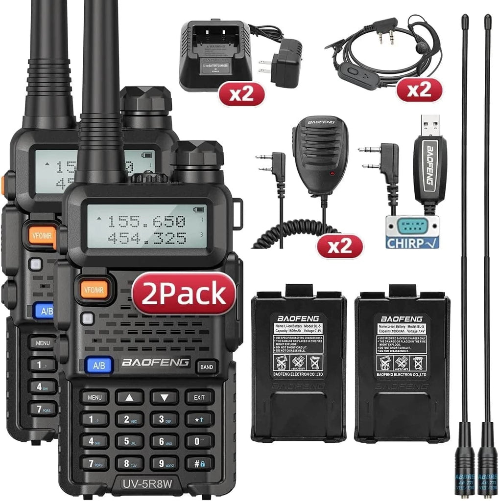 1/2PCS BaoFeng UV-5R 8W Tri-Power Walkie Talkie High Power Dual Band Long Range 128 CH Portable Handheld UV 5R Ham Two Way Radio-WAYBIKER