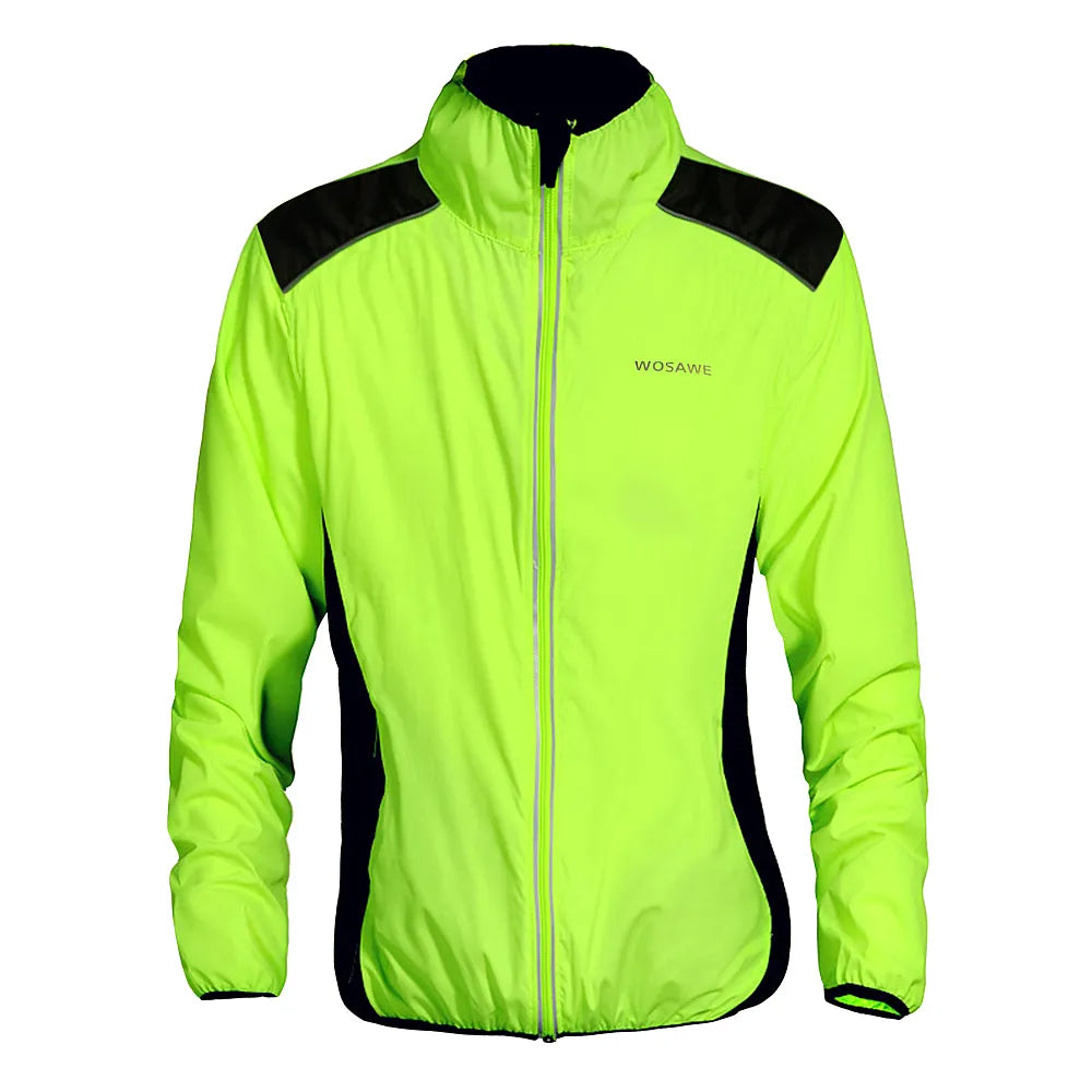 WOSAWE Cycling Jacket Reflective Motocross MTB Bicycle Bike Rain Coat Windproof Long Sleeved Jersey Sports Wear Green-WAYBIKER