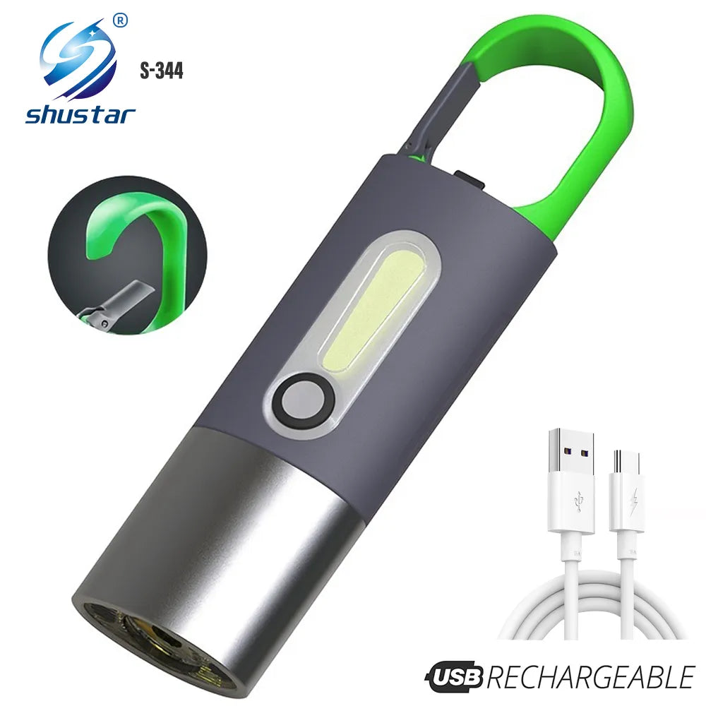 Mini Portable Flashlight, LED + COB Key Light, Side Light Illumination， Four Light Modes, Waterproof Flashlight-WAYBIKER