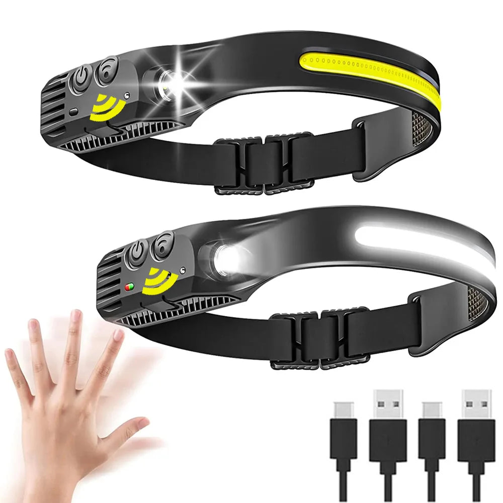 Head Flashlight Headlight Led Head Lamp Rechargeable Led Headlamp Work Light Camping Searchlight Torch With Built-in Battery-WAYBIKER