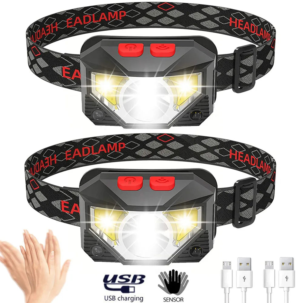 Headlights strong light rechargeable LED induction working miner's lamp  long standby ultra bright outdoor night fishing light-WAYBIKER