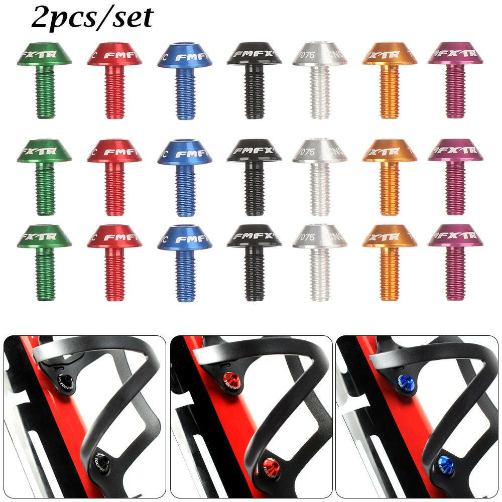 2Pcs/Set Colorful Aluminum Alloy Mountain Bike Water Bottle Holder Cage Screw Bolts M5x12mm Screw Durable Bicycle Accessories-WAYBIKER