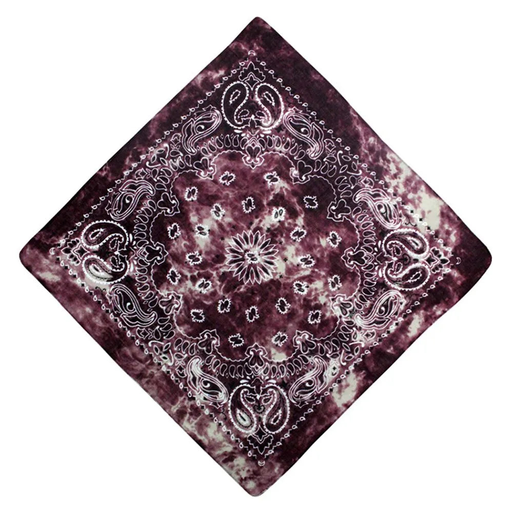 Square Scarf Hair Band Neck Scarf Cotton Bandana Hip Hop Paisley Headband Kerchief Neck Wrap Cashew Tie-dye Seamless Scarves DIY-WAYBIKER