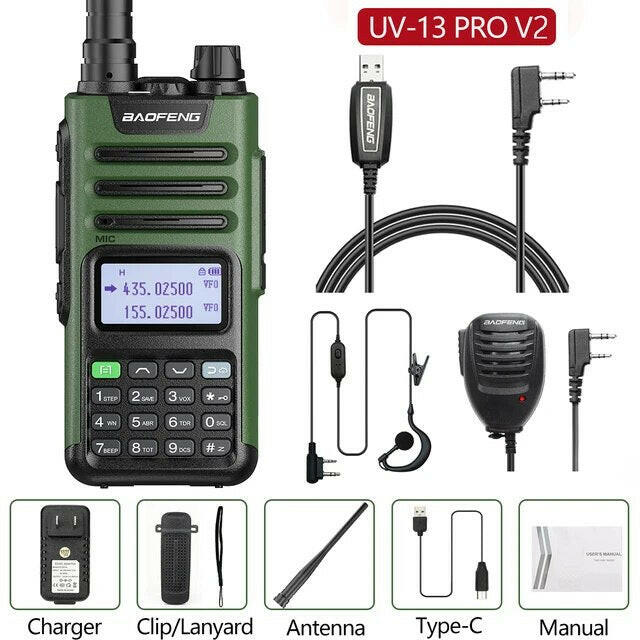 Baofeng UV-13 PRO Ham Radio 16 KM Long Range Distance Dual Band 999 Channel Type-C Charging Walkie Talkie Upgrade UV-5R UV-10R-WAYBIKER