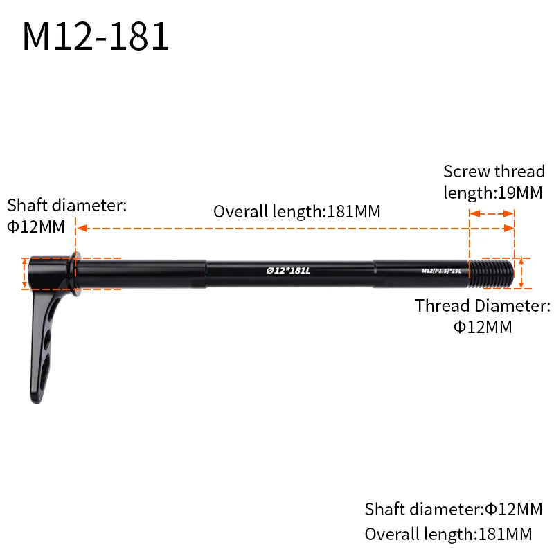 Lebycle MTB Quick release Thru Axle Road Bike Screw Shaft DT Structure Skewers 12mm Wheel Axis Hub Rear M12 M15 x 148-WAYBIKER