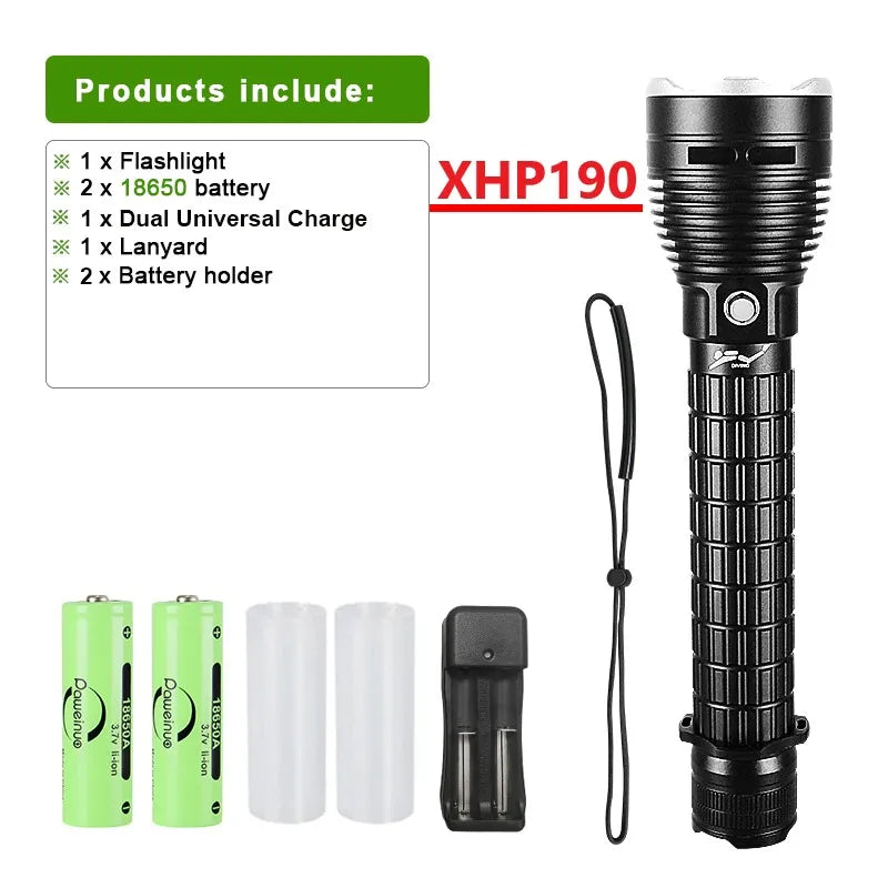 Newest XHP190 Professional Diving Flashlight IPX8 Underwater Lamp High Power LED Flashlights Powerful Scuba Diving Torch Lantern-WAYBIKER