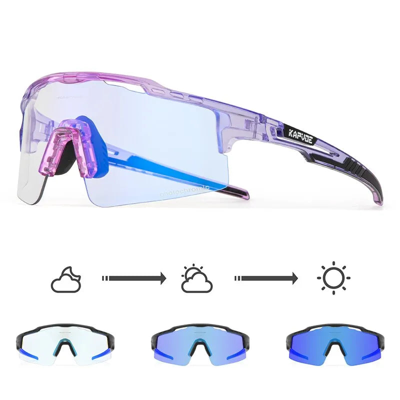 Kapvoe Photochromic Cycling Glasses MTB Adjustable Nose Support Myopia Frame Sports Sunglasses Men Women Eyewear Goggle-WAYBIKER
