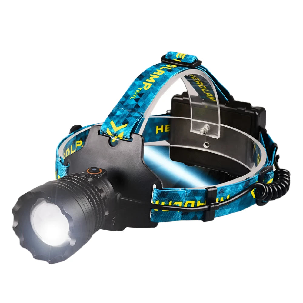 High Power Spotlight 4*Long-rang Wick LED Headlamp Super Bright Telescopic Zoom Flashlight Fishing Light Lamp For Camping-WAYBIKER