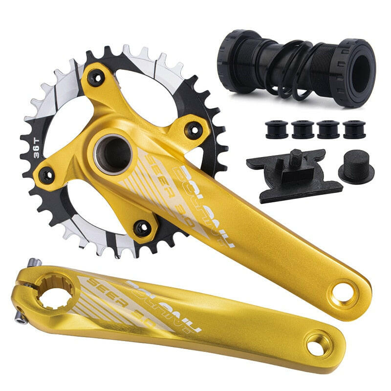 BOLANY Mountain Bike Crankset 170MM 104BCD Crankset Hollow Crank Aluminum Alloy MTB Bicycle Crank Chainring Bicycle Accessories-WAYBIKER