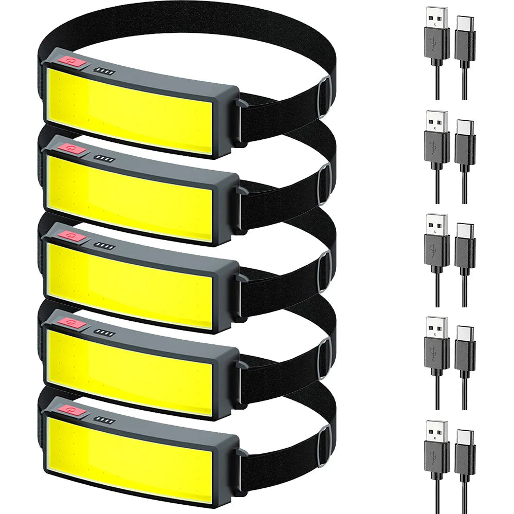 New COB LED Headlights Outdoor Household Portable Headlamp with Built-in 1200mAh Battery Flashlight USB Rechargeable Head Lamp-WAYBIKER
