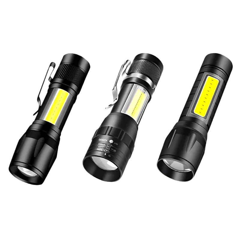 Portable Zoom LED Rechargeable Flashlight 3 Lighting Modes Long Range Camping Light Mini Torch Waterproof  Built In Battery-WAYBIKER
