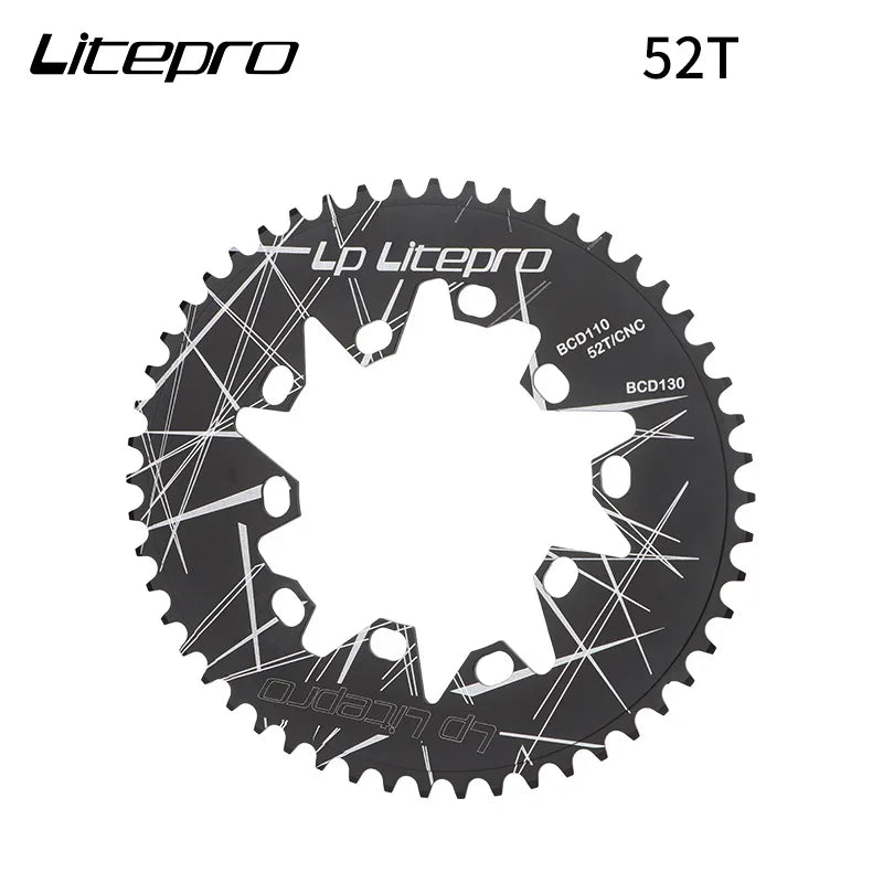 LITEPRO Oval Chainring 130 110 BCD Folding Bike Super Light Chain Wheel Crank Crankset 130BCD 52T 54T 56T 58T 60T